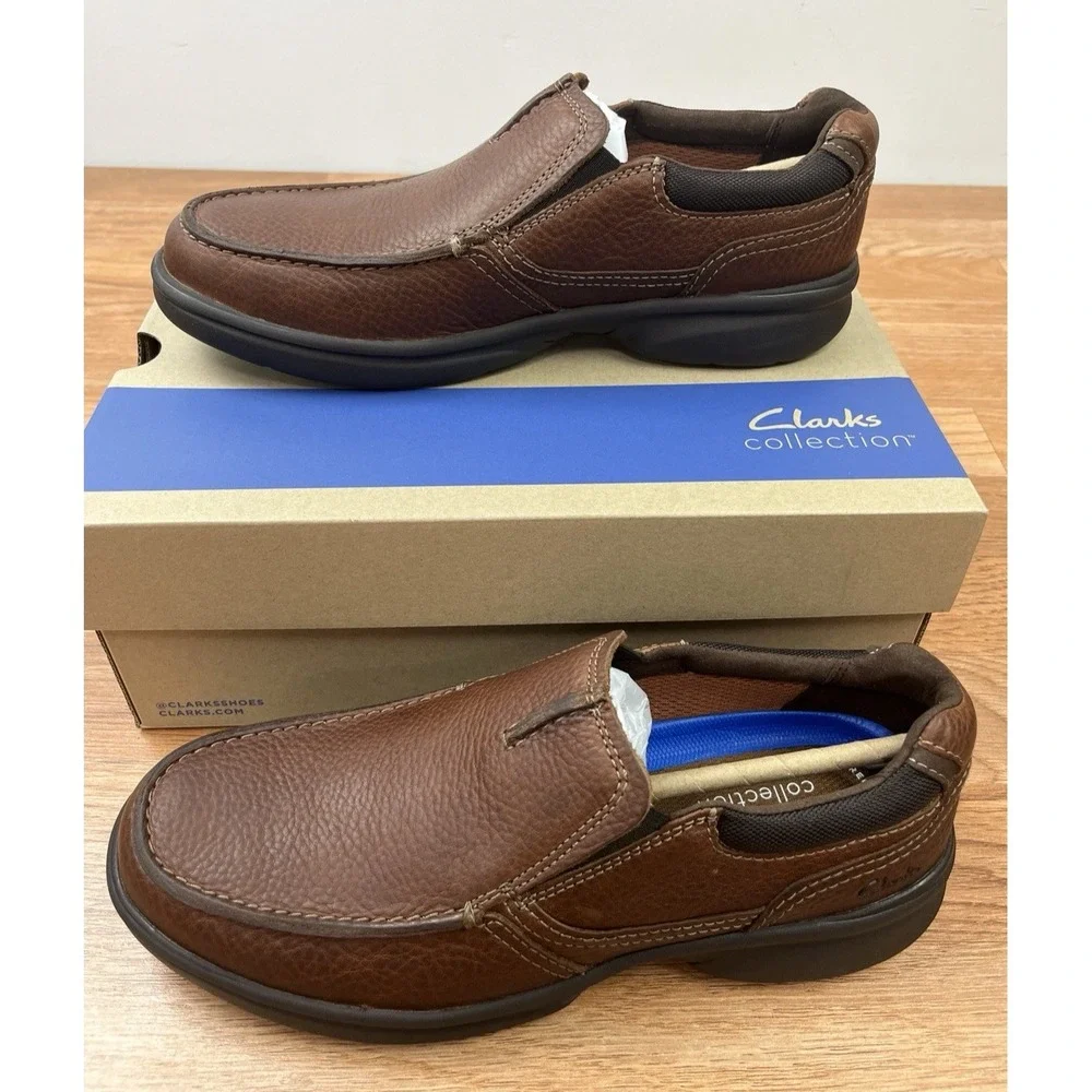 Clarks Bradley Free Tan Tumbled Men's Leather Loafers Size 8.5 NEW